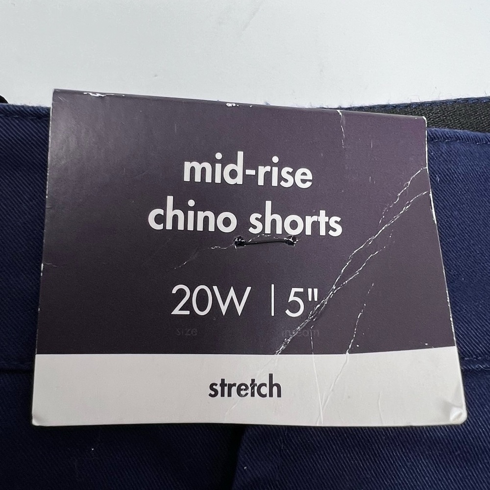 Ava & Viv Navy Blue Mid Rise Chino Shorts Size 20W 2X NWT Cotton Spandex Blend - Picture 3 of 13